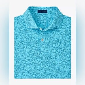 Peter Millar Golf Shirt Polo Crown Crafted Checkmate Print XL Blue NWOT